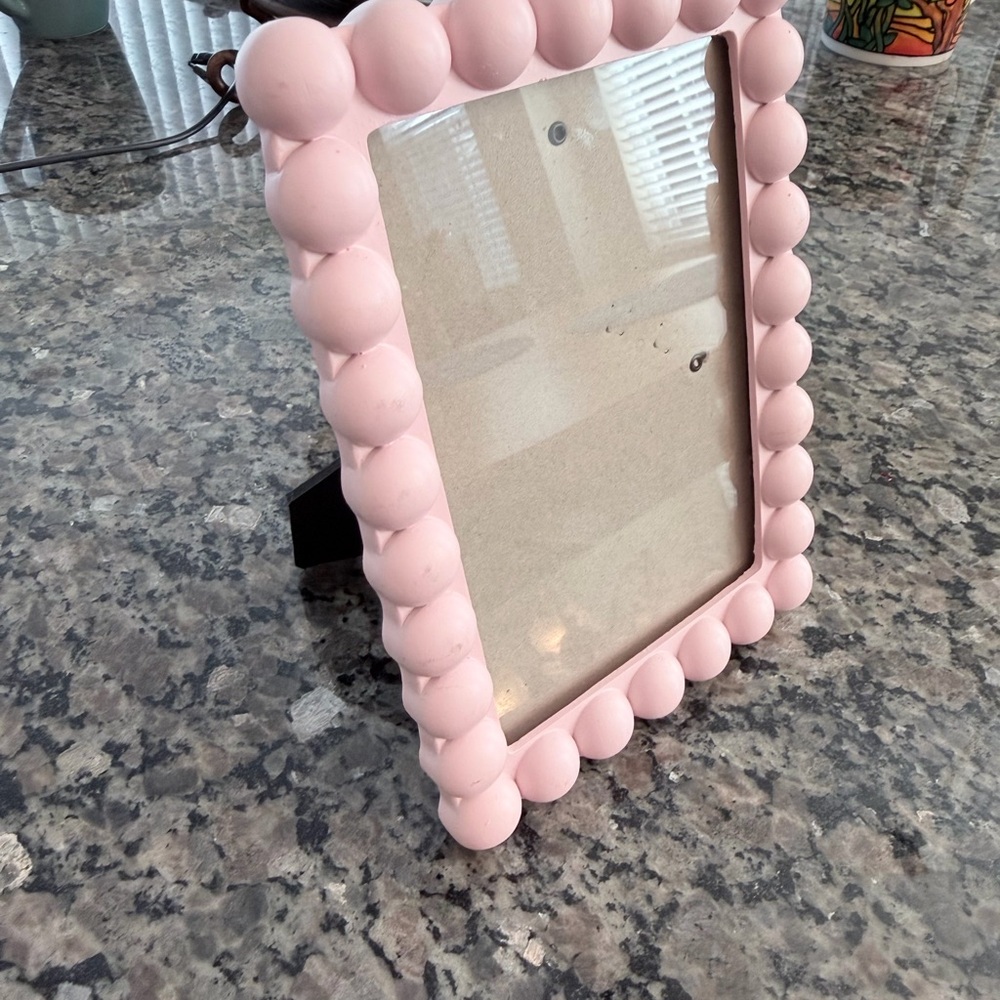 Pink Beaded Bubble look wood Picture Frame